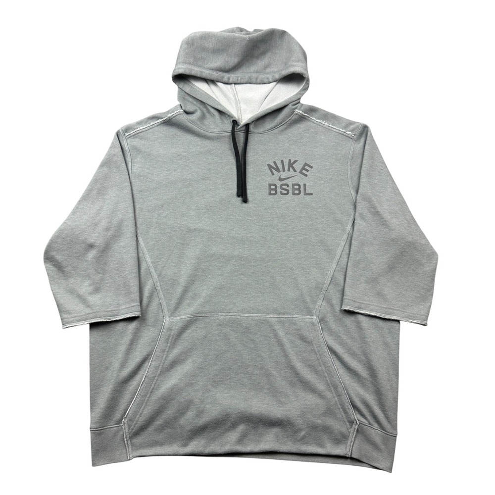 Nike BSBL Baseball Dri-FIT Short Sleeve Hoodie Men XL Gray Sweatshirt Sportswear